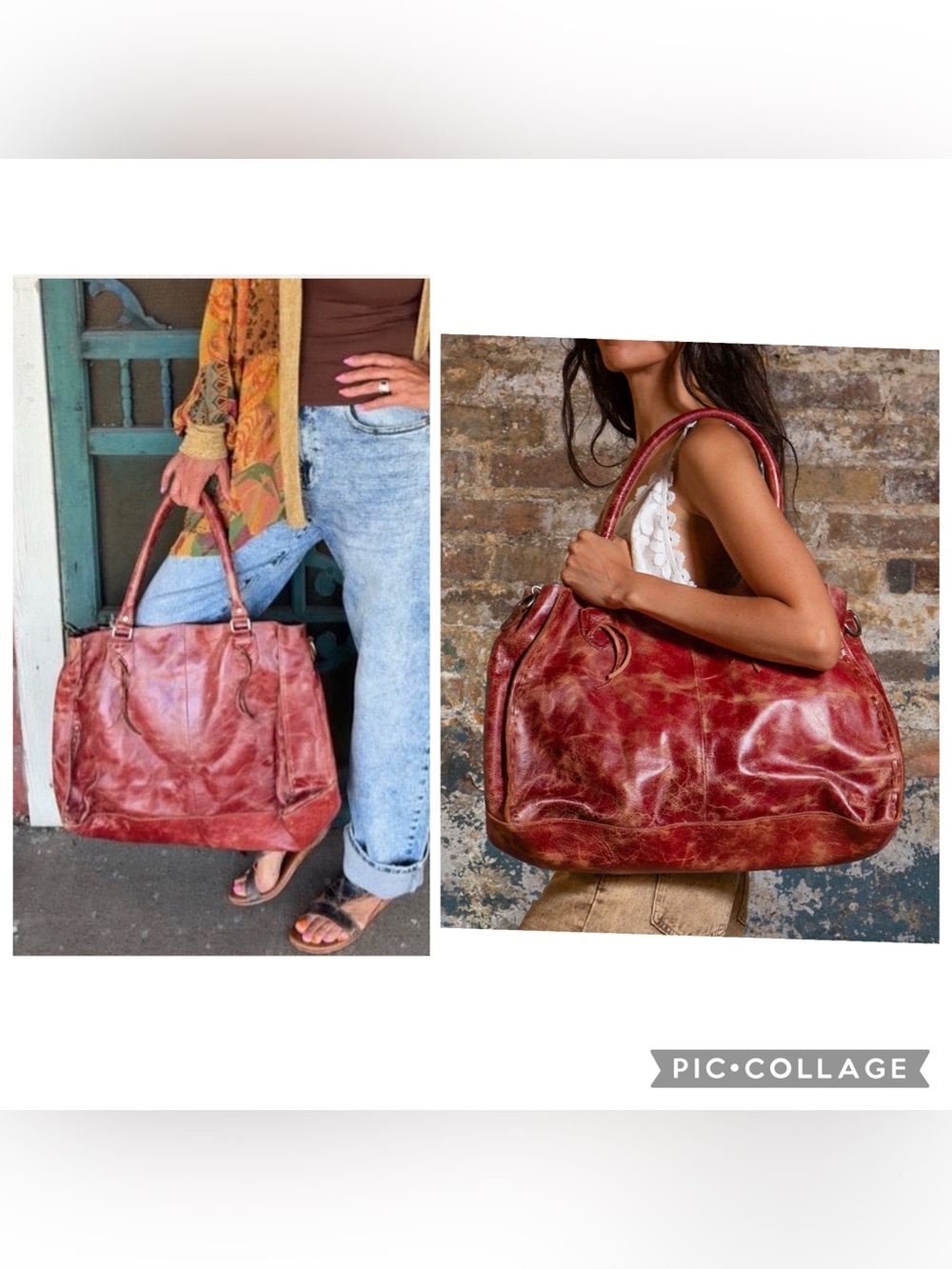 NWT Bed Stu Leather Rockaway Shoulder Crossbody Bag Tote Cherry Red Lacquer $345 - Picture 16 of 16